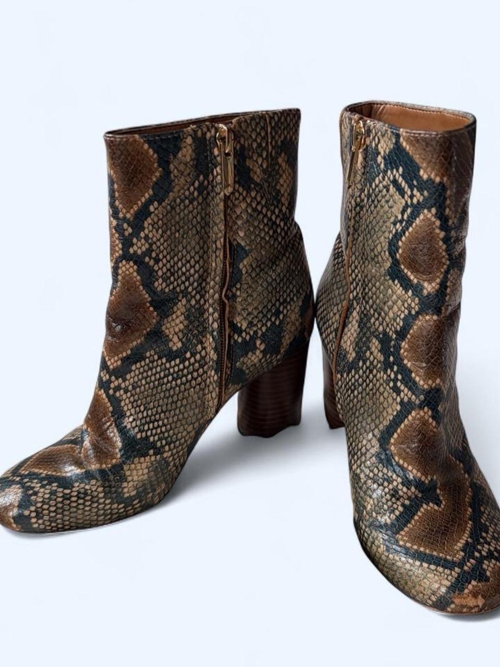 Sam Edelman Corra Snakeskin Printed Leather Ankle Boots 7.5